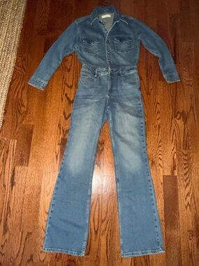 Mango Light Blue Denim one piece Jumpsuit